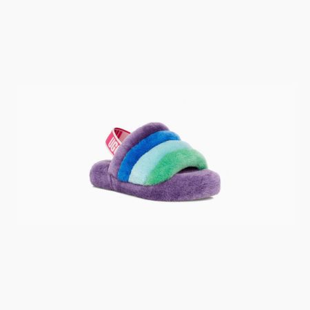 UGG Rainbow Fluff Yeah Purple Multicolor Slippers for Kids (AOXL76804)